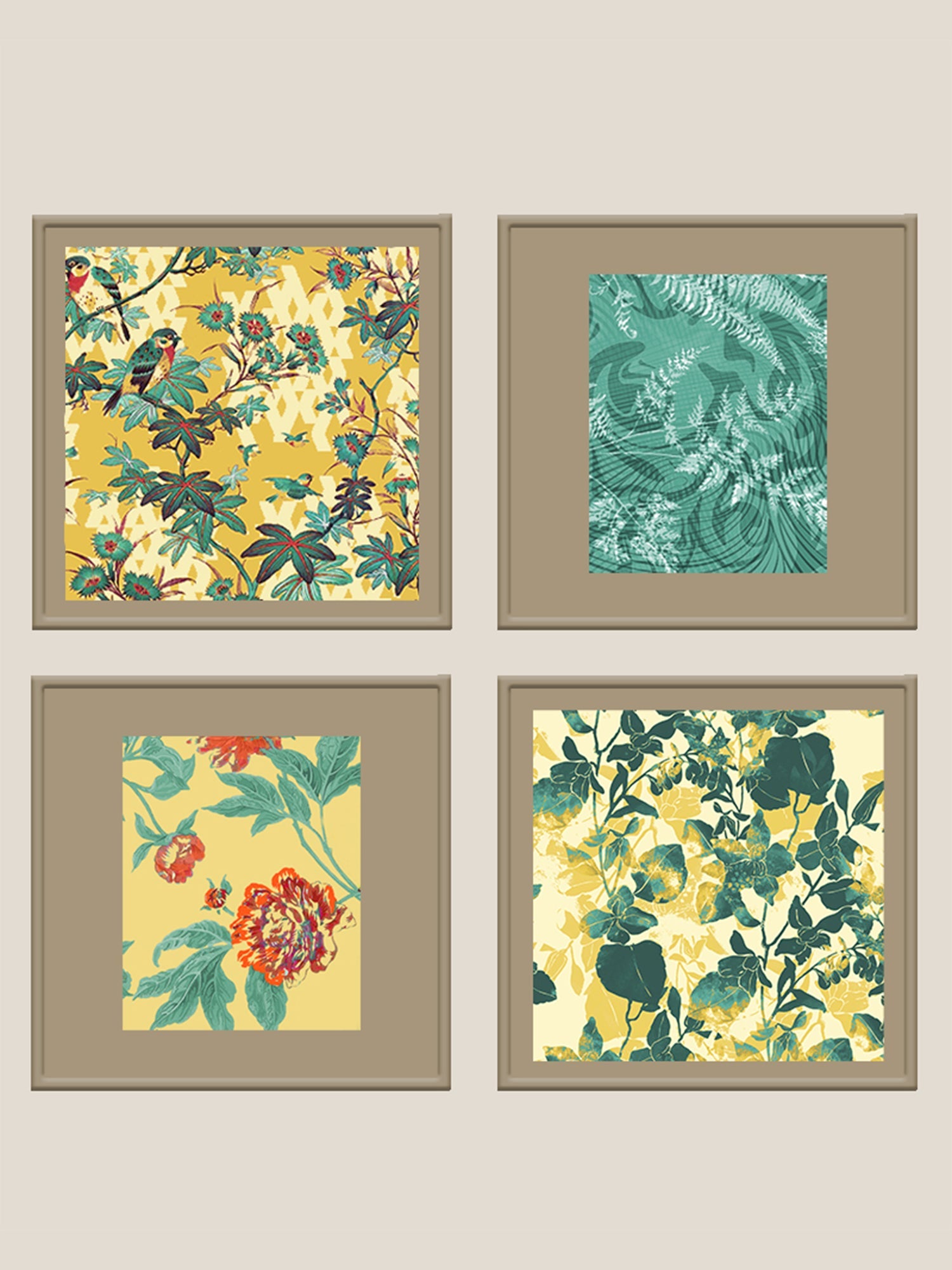 Wall Art Cluster Canvas Mixed Tone Florals - 16" X 16"