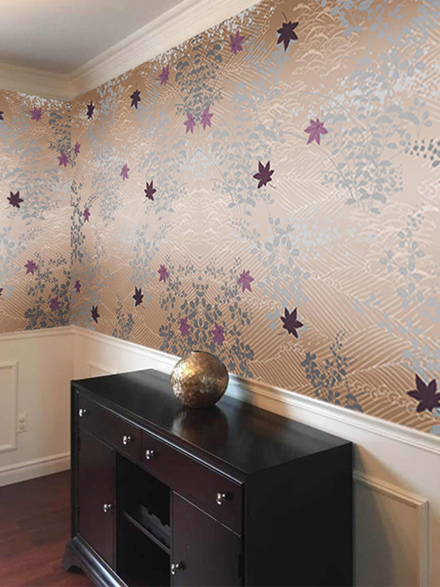 Wallpaper Non Woven/Canvas - Floating Maple Leaves (1 sqft)