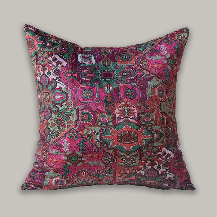 Embroidered Cushion Cover Velvet Digital Printed Purple - 16" X 16"