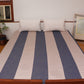 Bedcover With 2 Pilllow Sham Cotton Blend Stripes Patchwork Blue Beige - 90" X 108", 17" X 27"