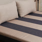 Bedcover With 2 Pilllow Sham Cotton Blend Stripes Patchwork Blue Beige - 90" X 108", 17" X 27"