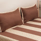 Bedcover With 2 Pilllow Sham Cotton Ployester Stripes Patchwork with Print Brown - 90" X 108", 17" X 27"