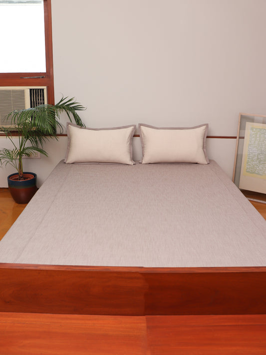 Bedcover With 2 Pilllow Sham Cotton Blend Self Textured Brown - 90" X 108", 17" X 27"