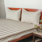 Cotton Blend Striped Bedcover for Double Bed with 2 Pillow Covers(with Cord Piping) | Queen Size - Beige Color| Bedcover 90 x 108inches (7.5x9ft), Pillow Covers 17x27in