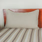 Printed Bedcover for Double Bed with 2 Pillow Covers (Cord Piping) | Queen Size - Beige Stripes | Bedcover 90 x 108inches (7.5x9ft), Pillow Covers 17x27in