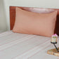Cotton Blend Striped Bedcover for Double Bed with 2 Pillow Covers (Rust) | Queen Size - Beige Color| Bedcover 90 x 108inches (7.5x9ft), Pillow Covers 17x27in