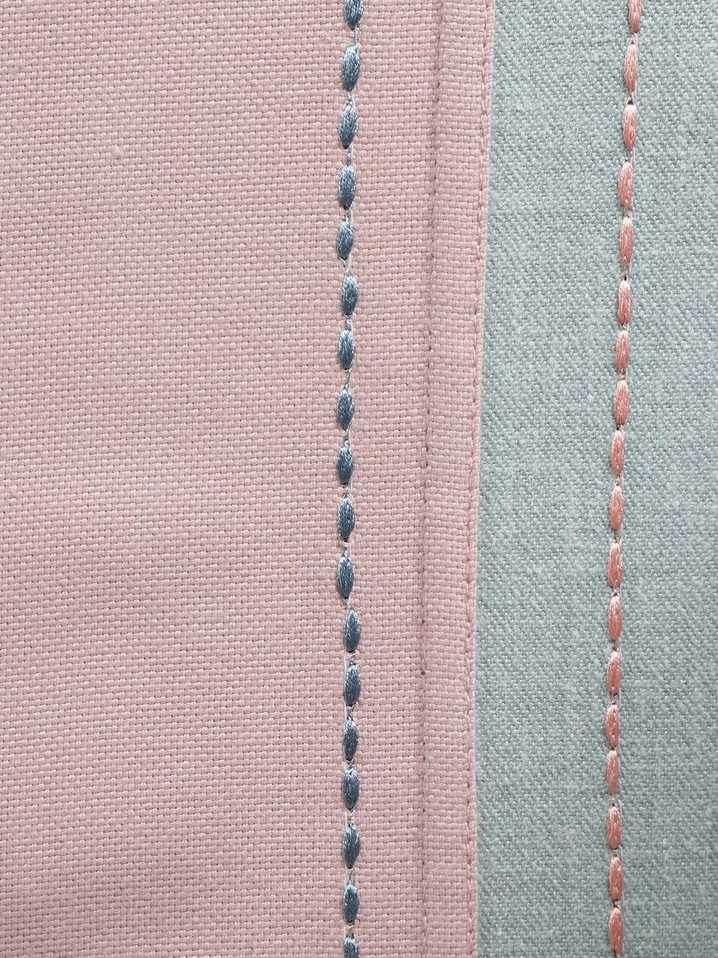 Cotton Blend Hand Embroidered Bedcover for Double Bed with 2 Pillow Covers | Chawal Taka - Queen Size - Duckegg Pink with Blue Pillows| Bedcover 90 x 108inches (7.5x9ft), Pillow 17x27in