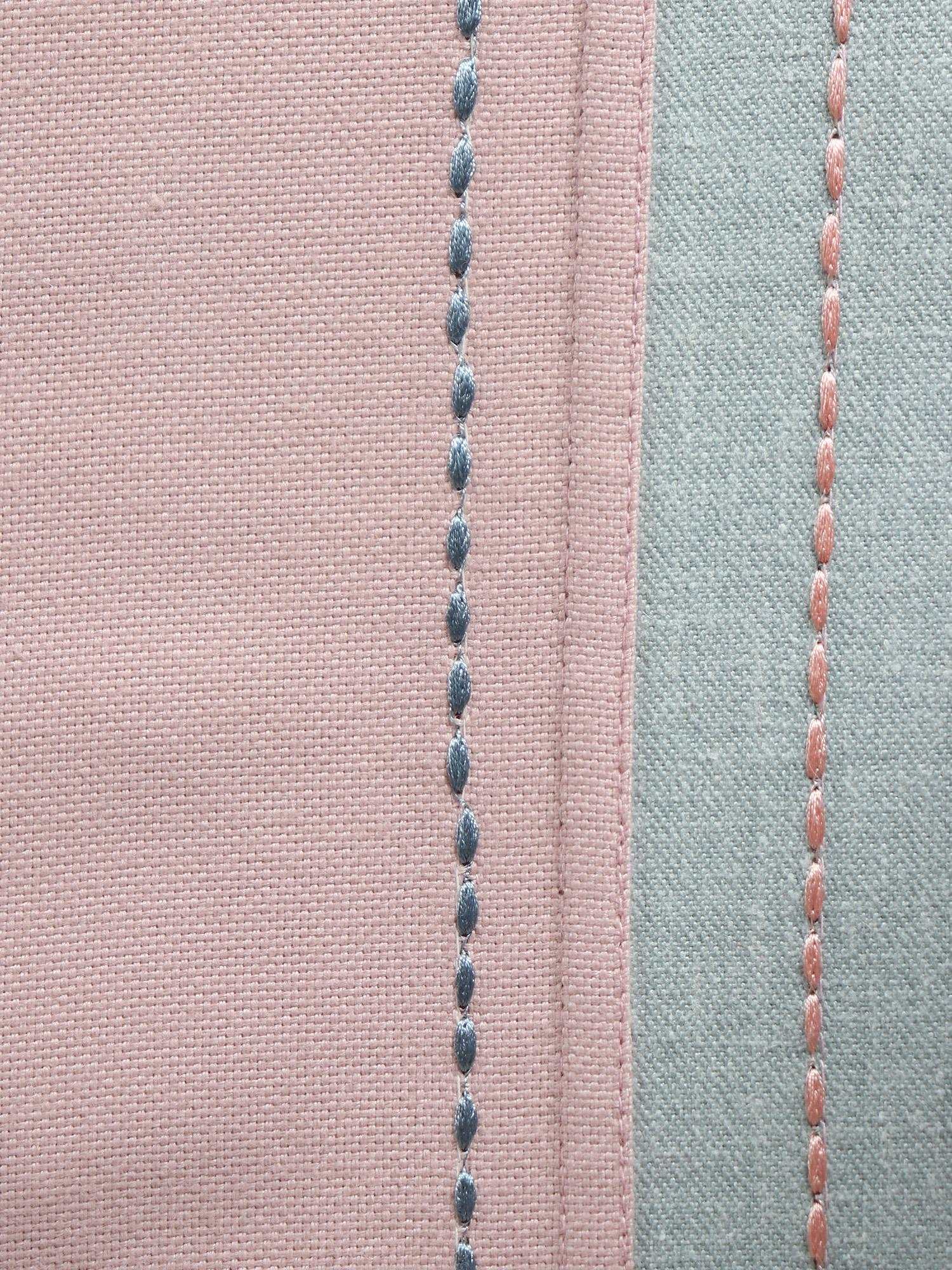 Cotton Blend Hand Embroidered Bedcover for Double Bed with 2 Pillow Covers | Chawal Taka - Queen Size - Duckegg Pink with Blue Pillows| Bedcover 90 x 108inches (7.5x9ft), Pillow 17x27in