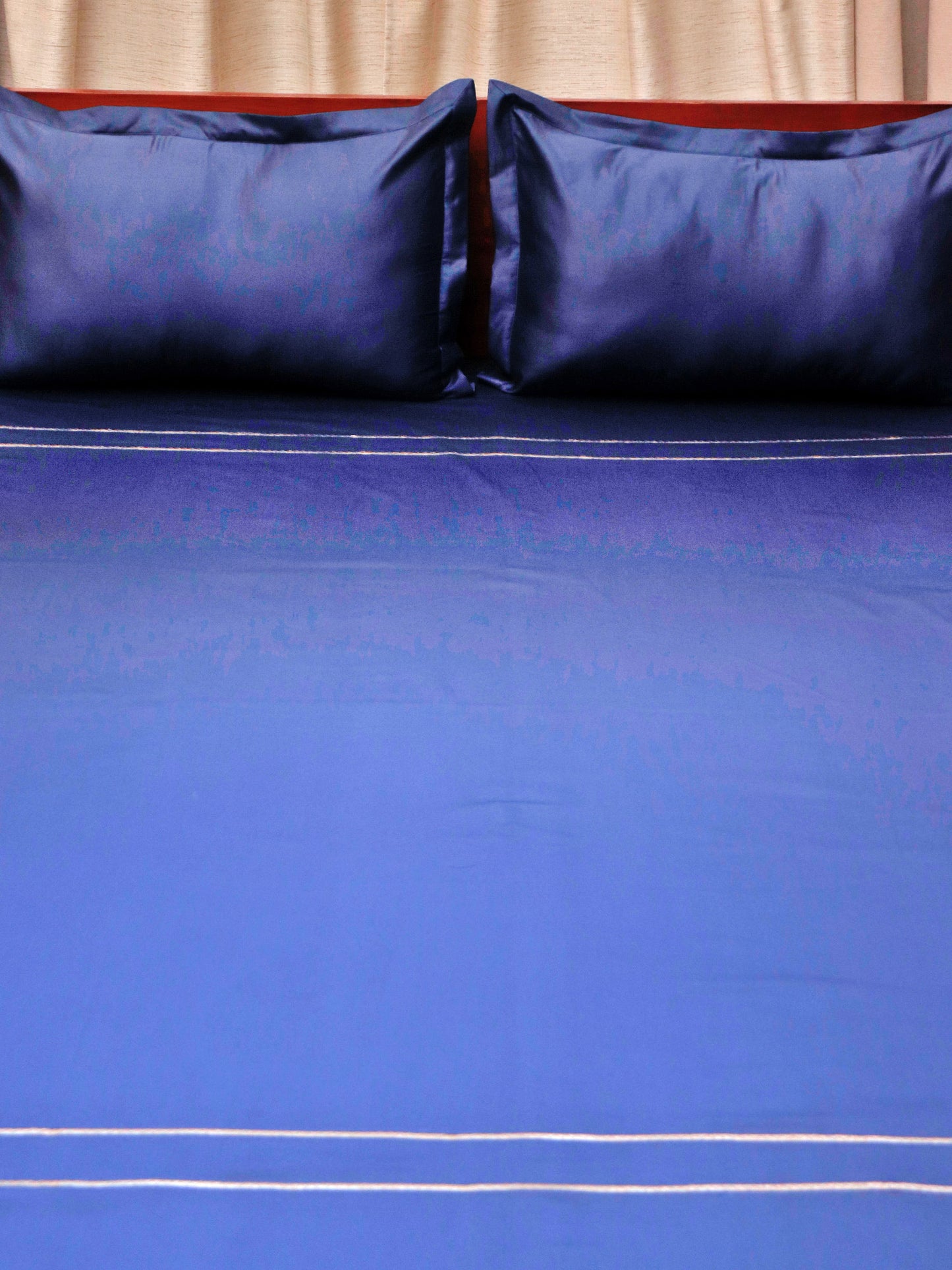 Bedsheet with Pillows Embroidered Cotton Dark grey - Bedsheet 108"x108",Pillow 17"x27"