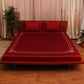 maroon colored embroidered soft premium bedsheet with 2 matching pillow covers made from 100% pure cotton for king size double bed in 300 thread count