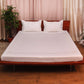 white colored embroidered soft bedsheet with 2 matching pillow covers made from 100% pure cotton for king size double bed in 300 thread count fabric