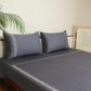 Bedsheet with 2 Pillow Covers 100% Cotton 800TC Floral Aari Embroidery  Grey - 108" X 108", 17" X 27"