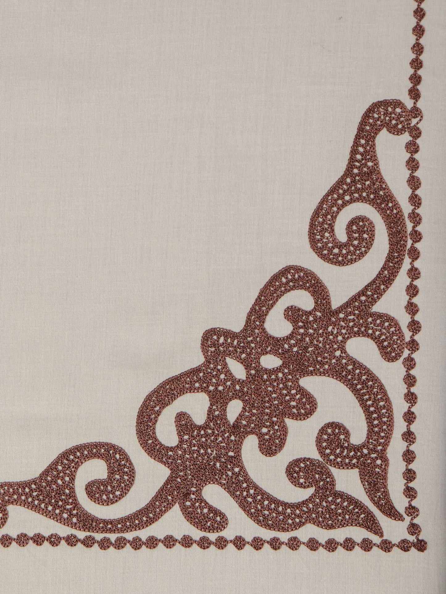 close up shot of embroidery on 400 thread count 100% cotton bedsheet