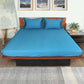 Blue colored plain soft bedsheet with 2 matching pillow covers made from 100% pure cotton for king size double bed in 400 thread count fabric