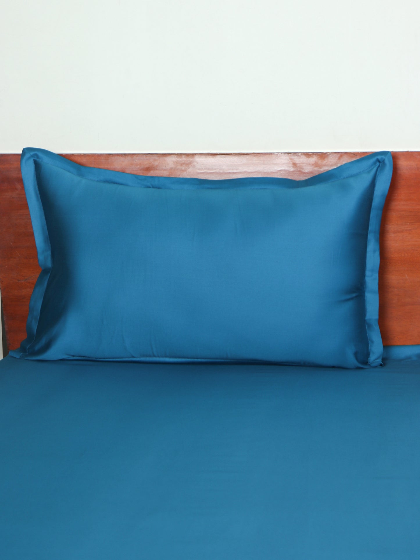 Bedsheet 100% Cotton 400TC for King Size Double Bed with Pillow Covers Teal Blue - Bedsheet 108x108inches, Pillow Covers 17x27inches