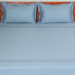 light blue embroidered bedsheet with 2 matching pillow covers made from 100% pure cotton for king size double bed in 800 thread count fabric