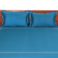 Bedsheet 100% Cotton 400TC Embroidered for King Size Double Bed with Pillow Covers Teal Blue - Bedsheet 108x108inches, Pillow Covers 17x27inches
