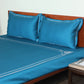 Bedsheet 100% Cotton 400TC Embroidered for King Size Double Bed with Pillow Covers Teal Blue - Bedsheet 108x108inches, Pillow Covers 17x27inches