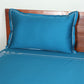 Bedsheet 100% Cotton 400TC Embroidered for King Size Double Bed with Pillow Covers Teal Blue - Bedsheet 108x108inches, Pillow Covers 17x27inches