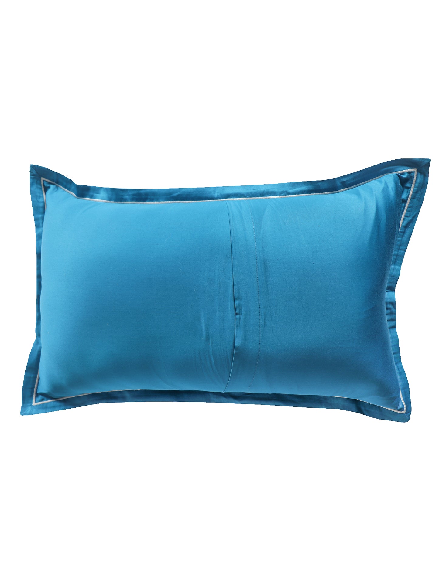 Bedsheet 100% Cotton 400TC Embroidered for King Size Double Bed with Pillow Covers Teal Blue - Bedsheet 108x108inches, Pillow Covers 17x27inches