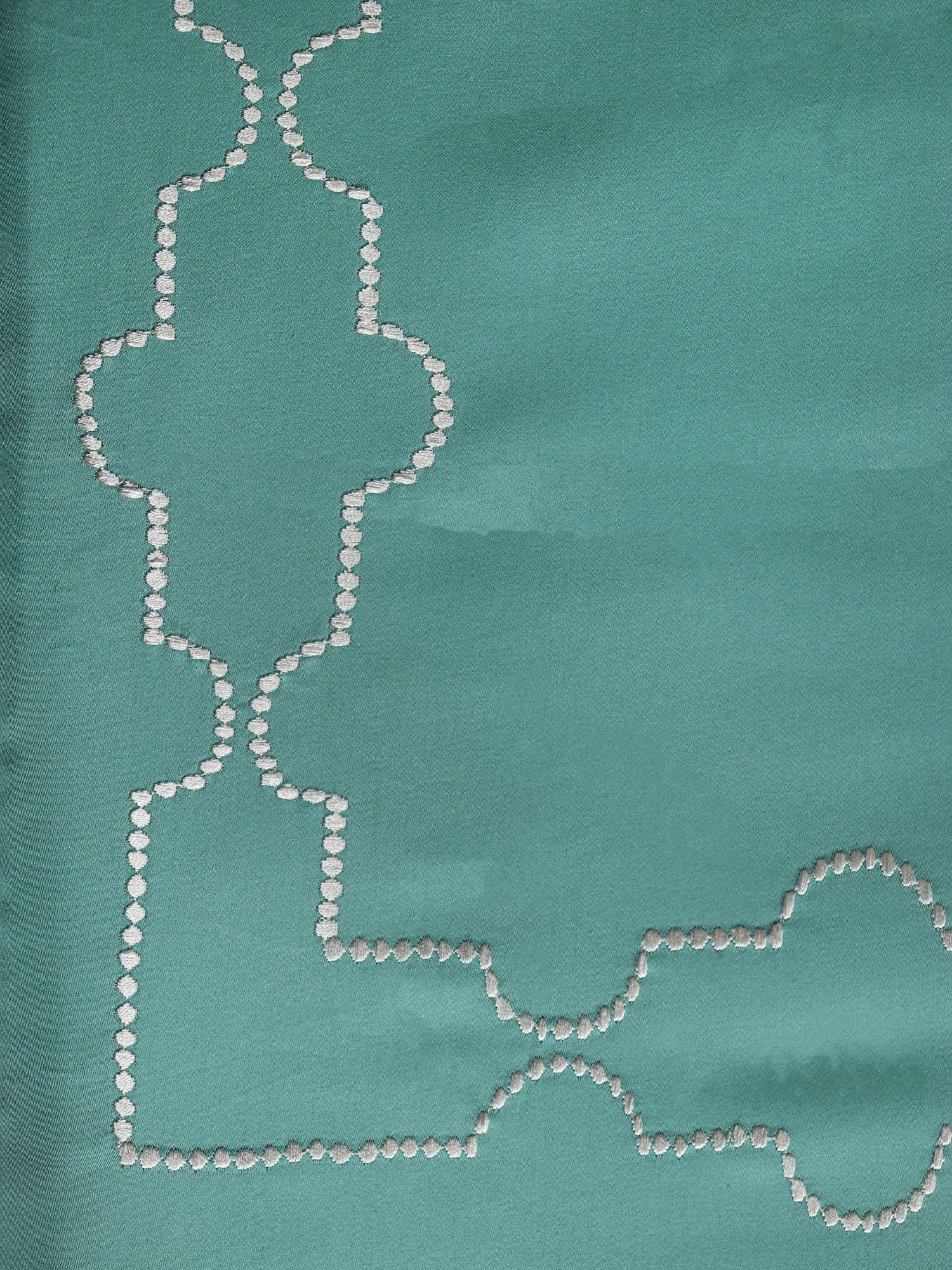 closeup of embroidered bedsheet from 100% pure cotton 400TC fabric in green color