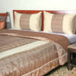 golden colored Brocade Silk Bed Quilt with 2 pillow covers made from Brocade silk front and cotton backed quilt for king size double bed 