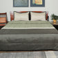 Olive Green colored bed quilt with 2 matching pillow covers made from polyester front and cotton backed quilt for king size double bed 