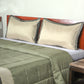 Olive Green colored bed quilt with 2 matching pillow covers made from polyester front and cotton backed quilt for king size double bed 