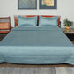 Quilt for Double Bed King Size | Self Square Quilted | AC Comfortor/Blanket/Duvet | Polyester with 100% Cotton 300TC Backing Fabric - Teal BLue | 90x108+17x27 inches (228x274 cms)