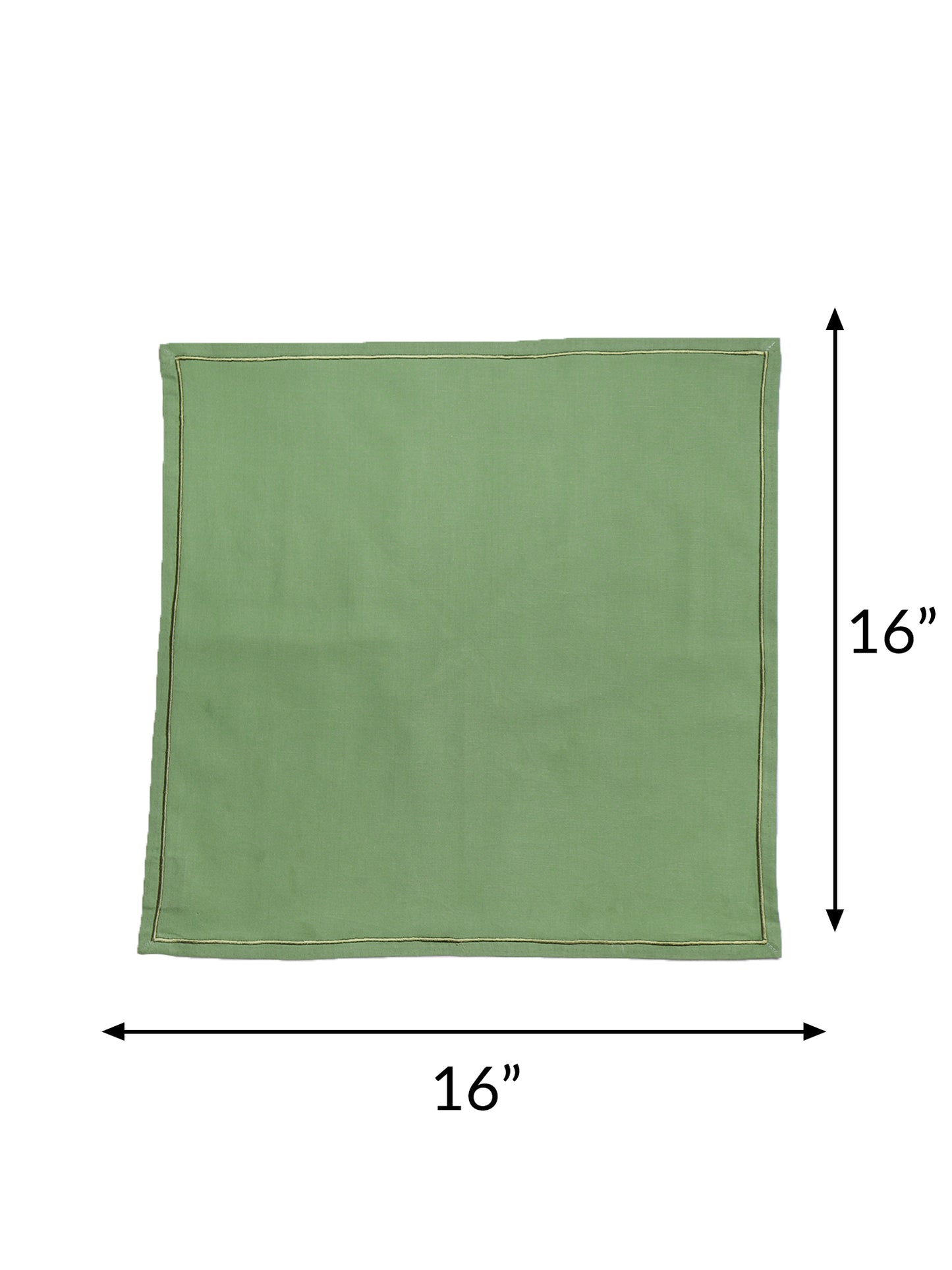 embroidered set of 6 dinner napkins in olive green color - 16x16 inch