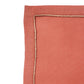 closeup of embroidered set of 6 dinner napkins in cark coral color - 16x16 inch