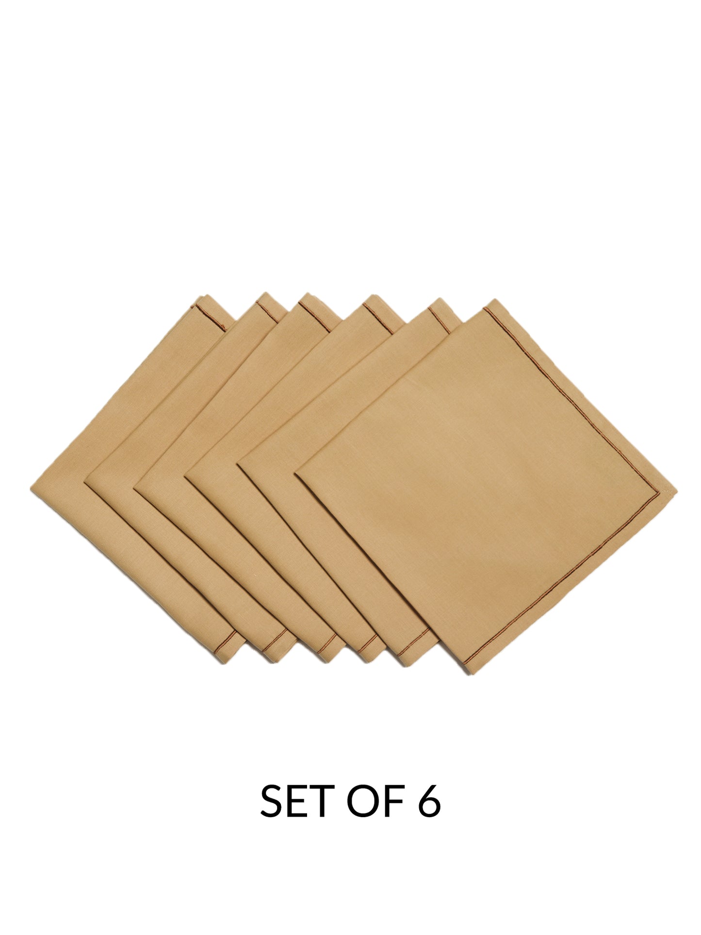 embroidered set of 6 dinner napkins in beige color - 16x16 inch