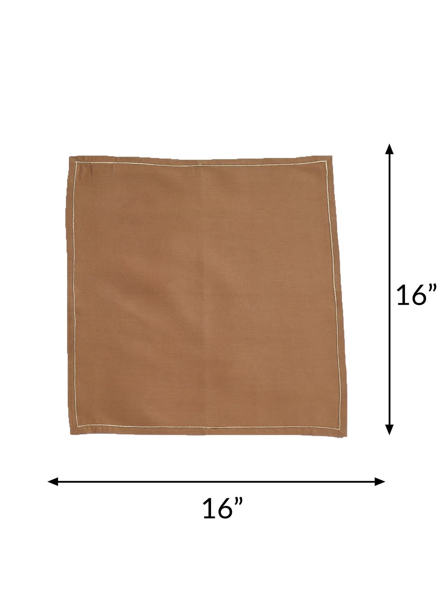 Dinner Napkins 6pcs Set Cotton, Embroidered  Napkins for Dinner table Golden Brown - 16"x16"