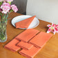 chawal taka hand embroidered set of 6 dinner napkins in dark coral  color - 16x16 inch
