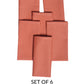 chawal taka hand embroidered set of 6 dinner napkins in dark coral  color - 16x16 inch