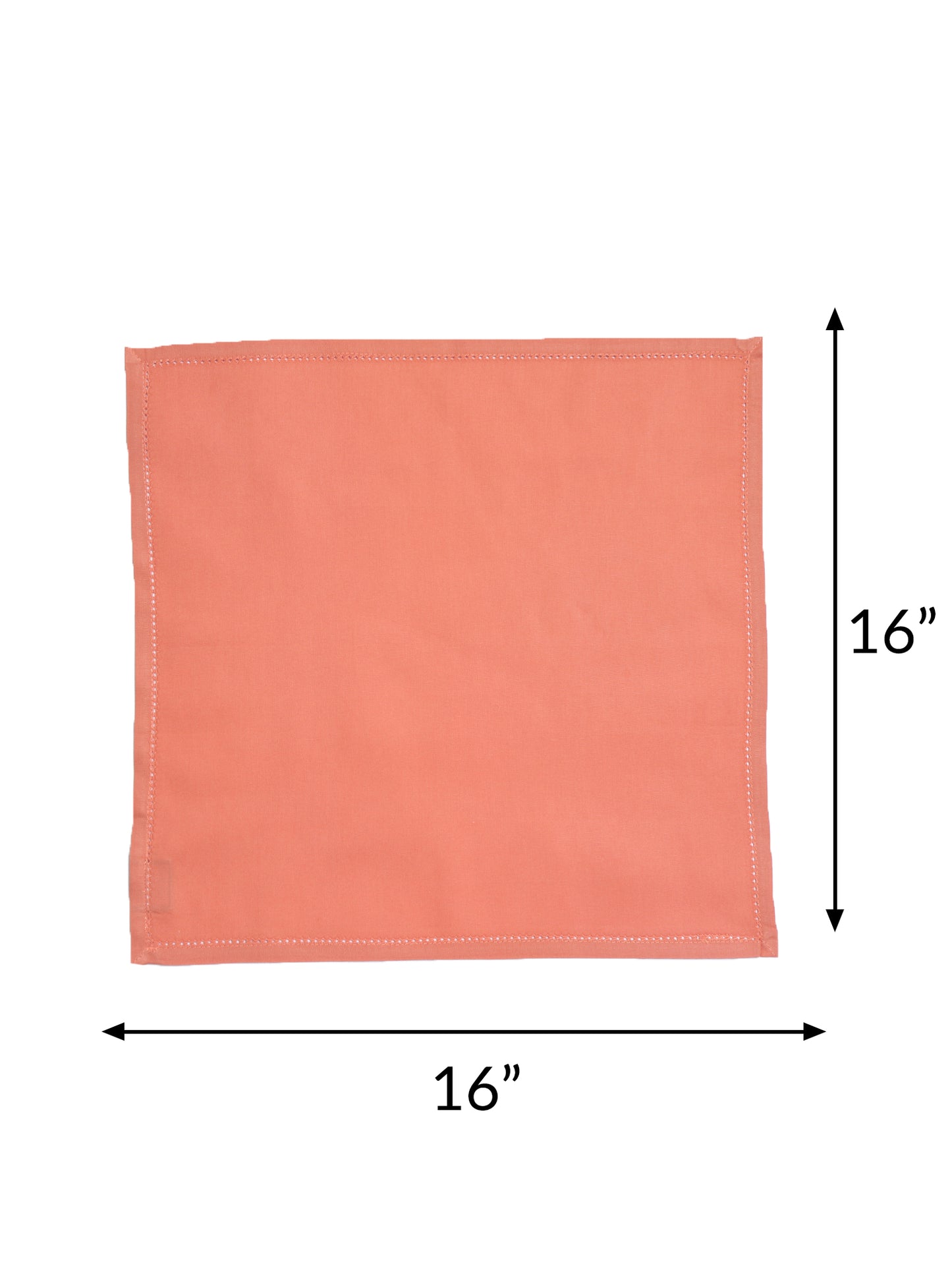 fagotting embroidered set of 6 dinner napkins in dark coral pink color - 16x16 inch