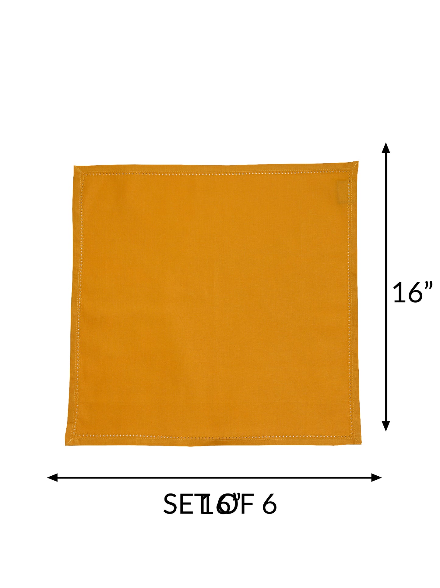 fagotting embroidered set of 6 dinner napkins in mustard color - 16x16 inch