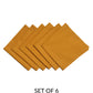 fagotting embroidered set of 6 dinner napkins in mustard color - 16x16 inch