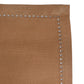 closeup of fagotting embroidered set of 6 dinner napkins in golden brown color - 16x16 inch
