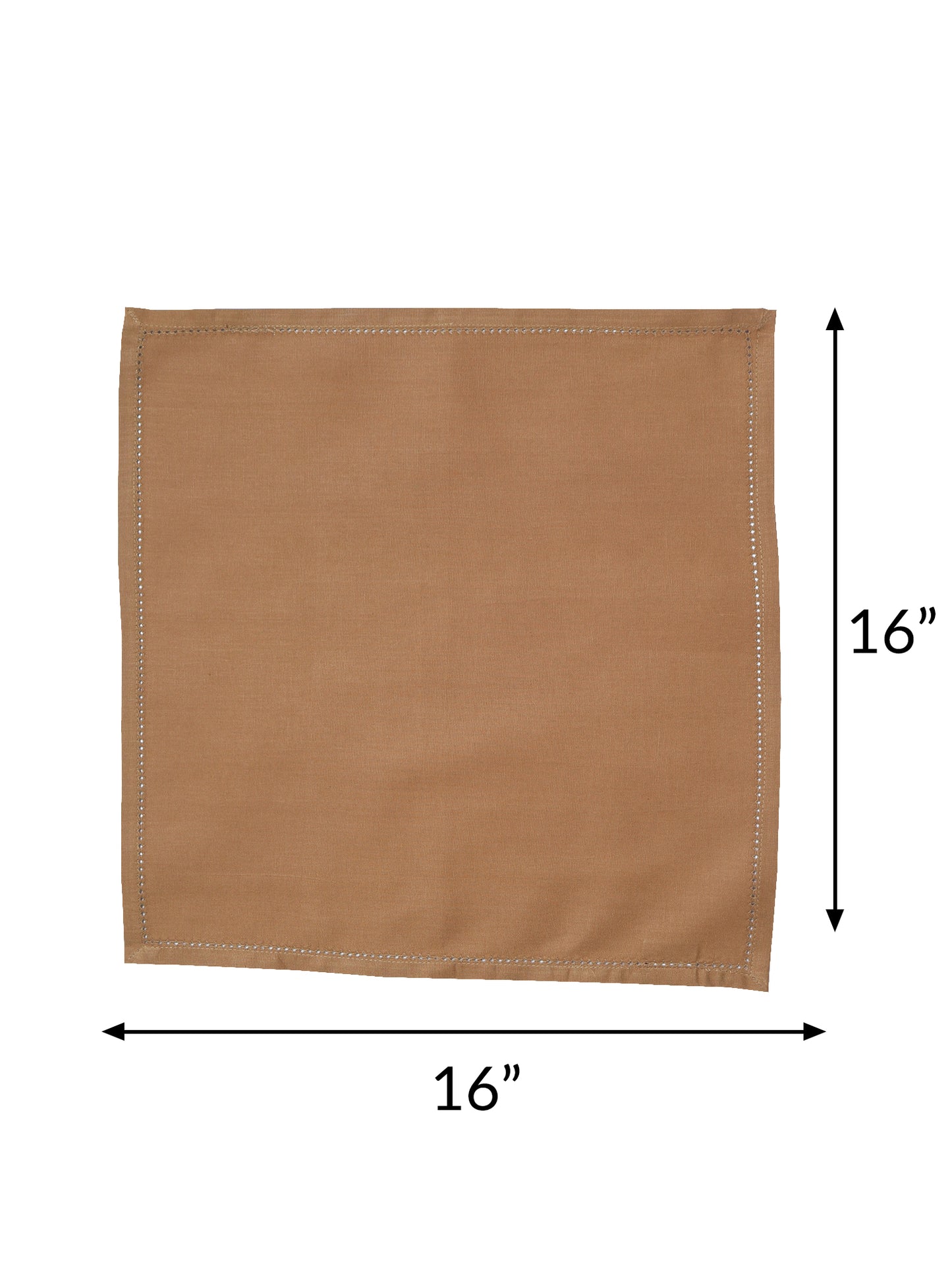 fagotting embroidered set of 6 dinner napkins in golden brown color - 16x16 inch