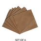 fagotting embroidered set of 6 dinner napkins in golden brown color - 16x16 inch