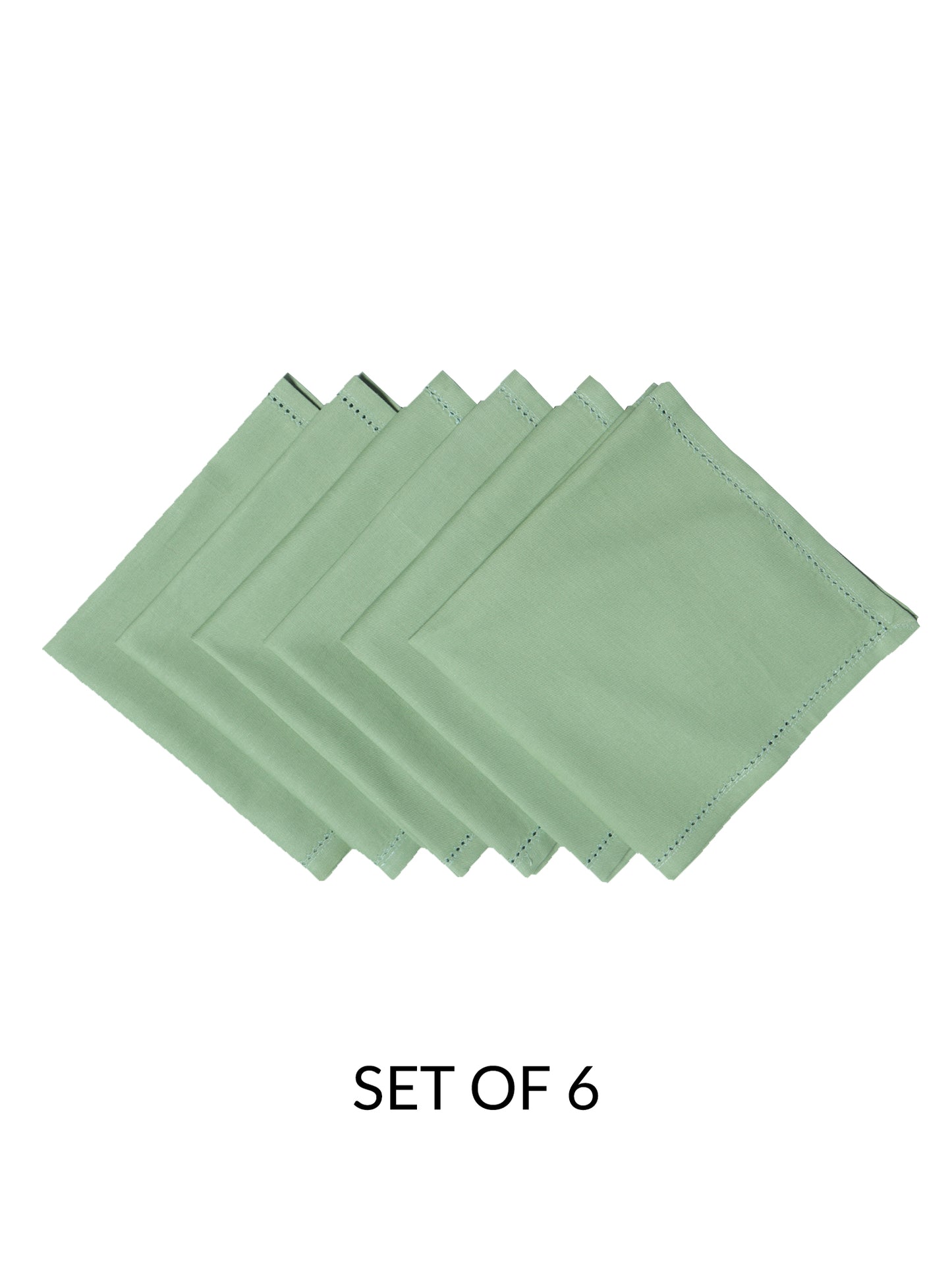 fagotting embroidered set of 6 dinner napkins in olive green color - 16x16 inch