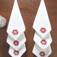 motif embroidered in red color on white colored set of 6 dinner napkins - 16x16 inch