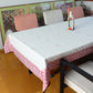 Table Cover Embroidered and Border Patchwork | Cotton Blend - Red and White | Heat Resistant Table Cover for Kitchen Table/Dining Table Cloth, 52 X 84 Inches; 130 cm X 210 cm