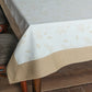 Table Cover with Panel Border and  Self Textured Floral Pattern | Cotton Blend - Offwhite and Gold | Heat Resistant Kitchen Table/Dining Table Cloth, 52 X 84 Inches; 130 cm X 210 cm
