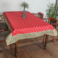 Table Cover Motif with Self Textured  Brocade Silk and Border Patchwork | Red and Gold | Heat Resistant Table Cover for Kitchen Table/Dining Table Cloth, 52 X 84 Inches; 130 cm X 210 cm