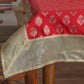 Table Cover Motif with Self Textured  Brocade Silk and Border Patchwork | Red and Gold | Heat Resistant Table Cover for Kitchen Table/Dining Table Cloth, 52 X 84 Inches; 130 cm X 210 cm