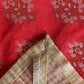 Table Cover Motif with Self Textured  Brocade Silk and Border Patchwork | Red and Gold | Heat Resistant Table Cover for Kitchen Table/Dining Table Cloth, 52 X 84 Inches; 130 cm X 210 cm
