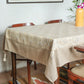 Golden colored benarasi Brocade Silk Table cover with panel border and tassles for 6 seater table 52x84 inches