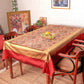 Brocade Table Cover with Self Textured Pattern with Golden/Red Border with Golden Tassels - 52in x 84in